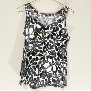 Loft Outlet 100% Cotton Blue and Brown Floral Tank Size S